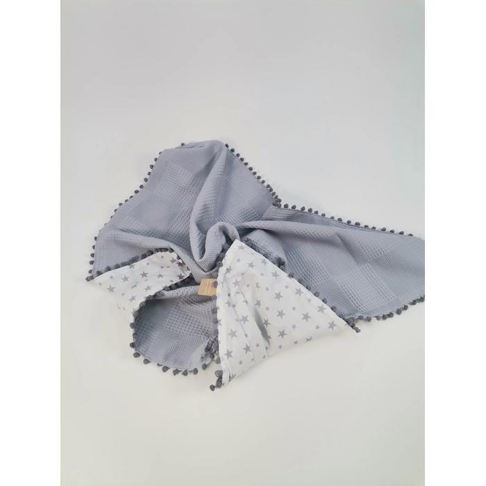 Yuvarlak babynest 9'lu set gri waffle pike - gri yıldızlı poplin