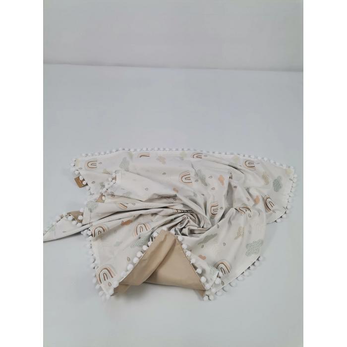 Yuvarlak babynest 9'lu set gökkuşaklı - bej poplin