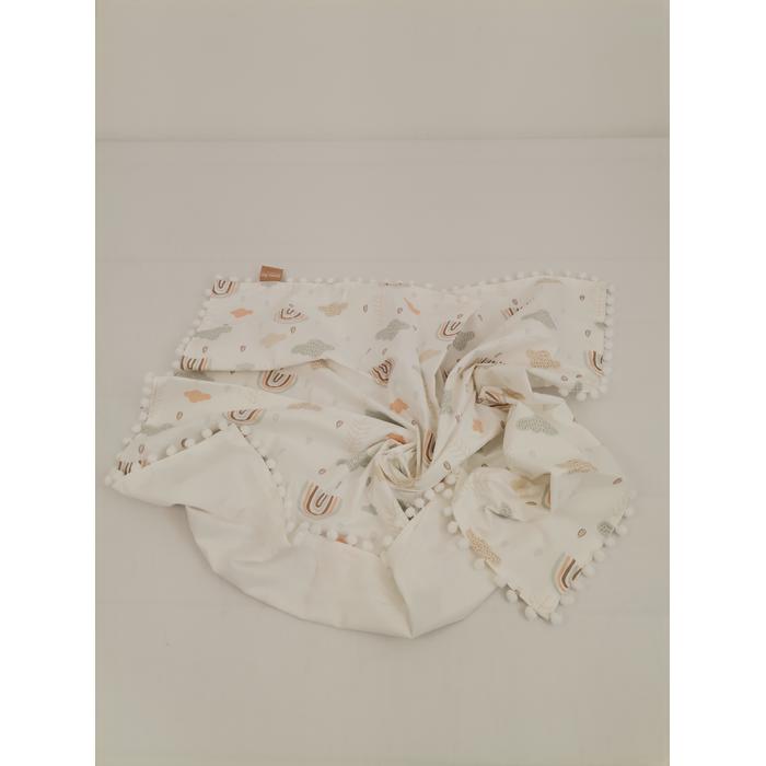 Yuvarlak babynest 9'lu set gökkuşaklı - beyaz poplin