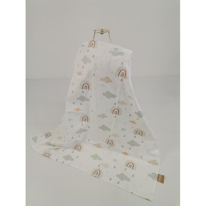 Yuvarlak babynest 9'lu set gökkuşaklı - beyaz poplin