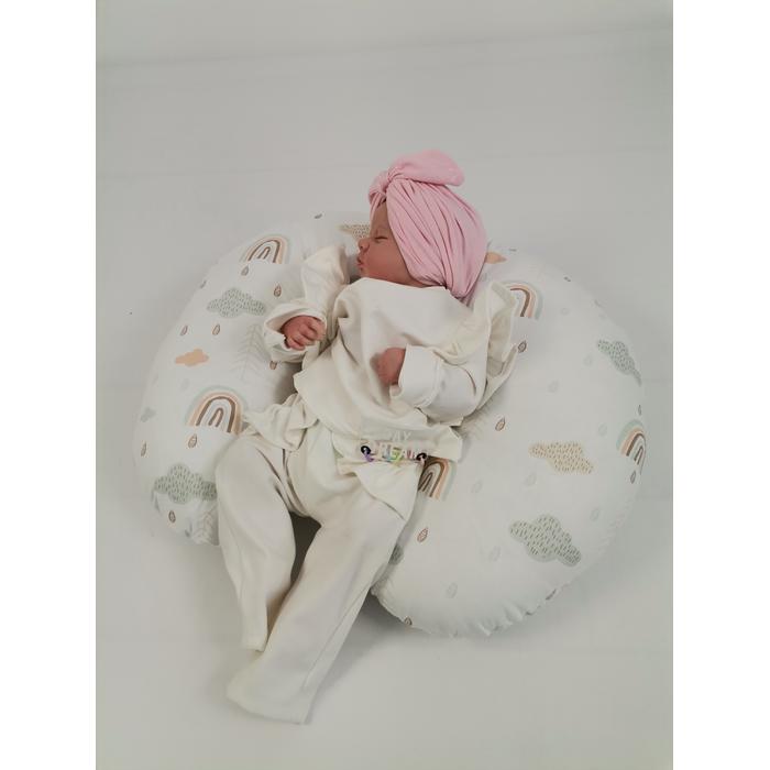 Yuvarlak babynest 9'lu set gökkuşaklı - beyaz poplin