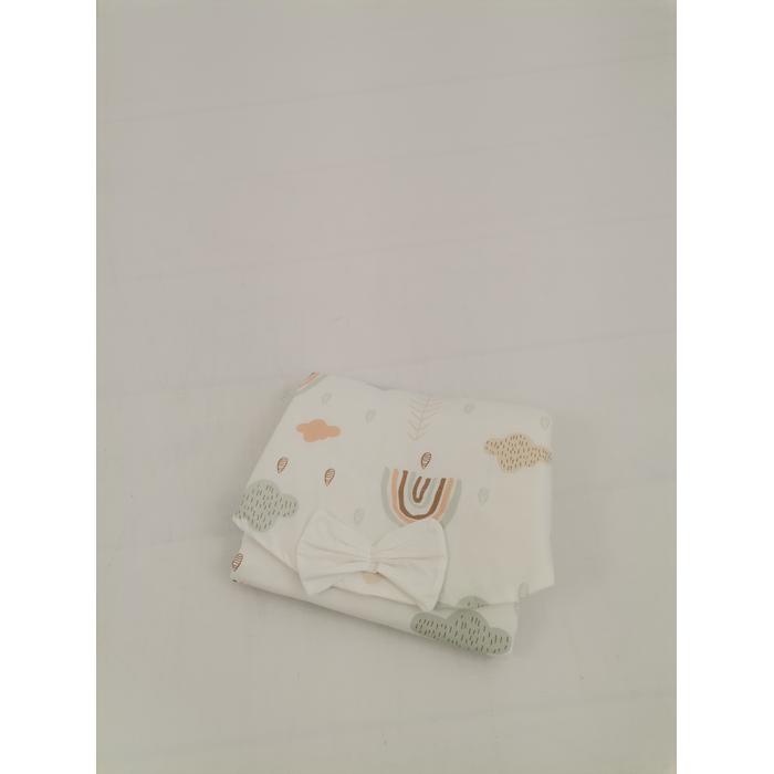 Yuvarlak babynest 9'lu set gökkuşaklı - beyaz poplin