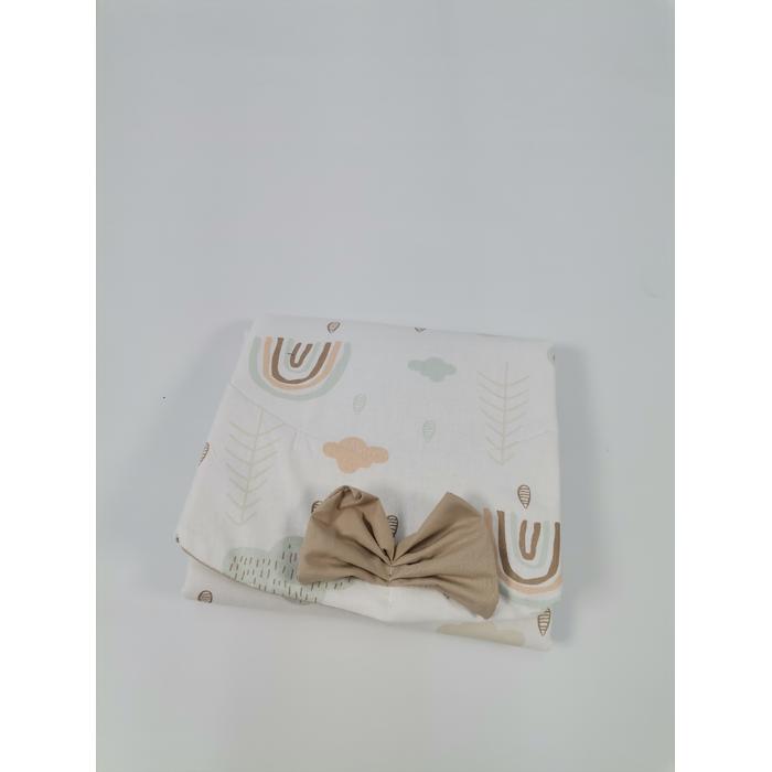 Yuvarlak babynest 9'lu set gökkuşaklı - bej poplin