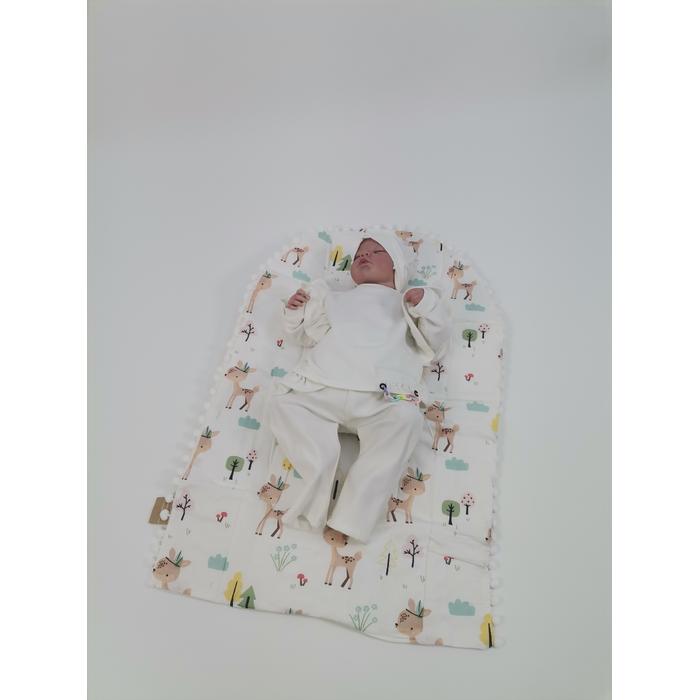 Yuvarlak babynest 9'lu set krem waffle pike - karacalı poplin