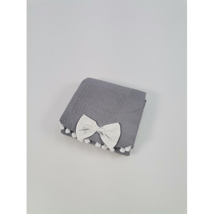 Yuvarlak babynest 9'lu set koyu gri waffle pike - gri aylı bulutlu poplin