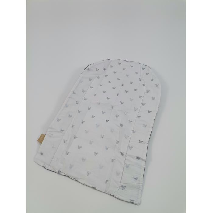 Yuvarlak babynest 9'lu set koyu gri waffle pike - gümüş mickeyli poplin