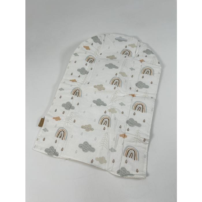 Yuvarlak babynest 9'lu set krem waffle pike - gökkuşaklı poplin