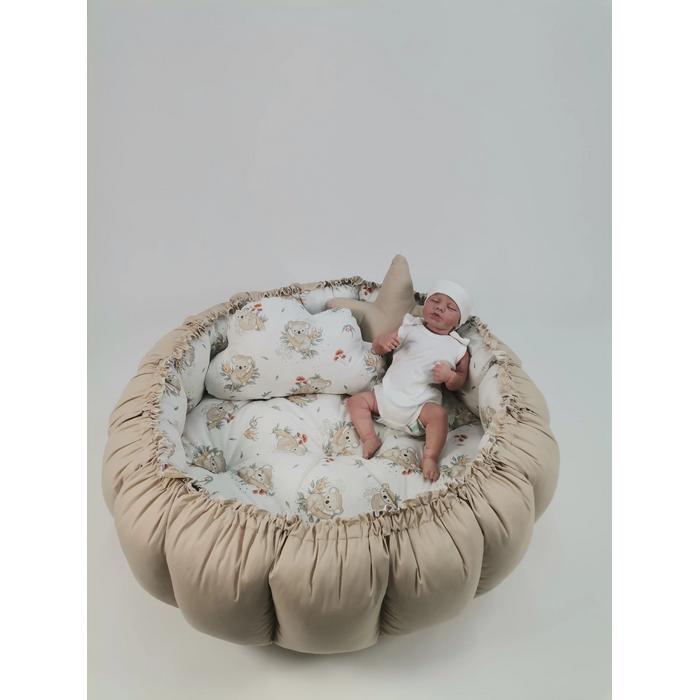 Yuvarlak babynest 9'lu set koala poplin - bej poplin