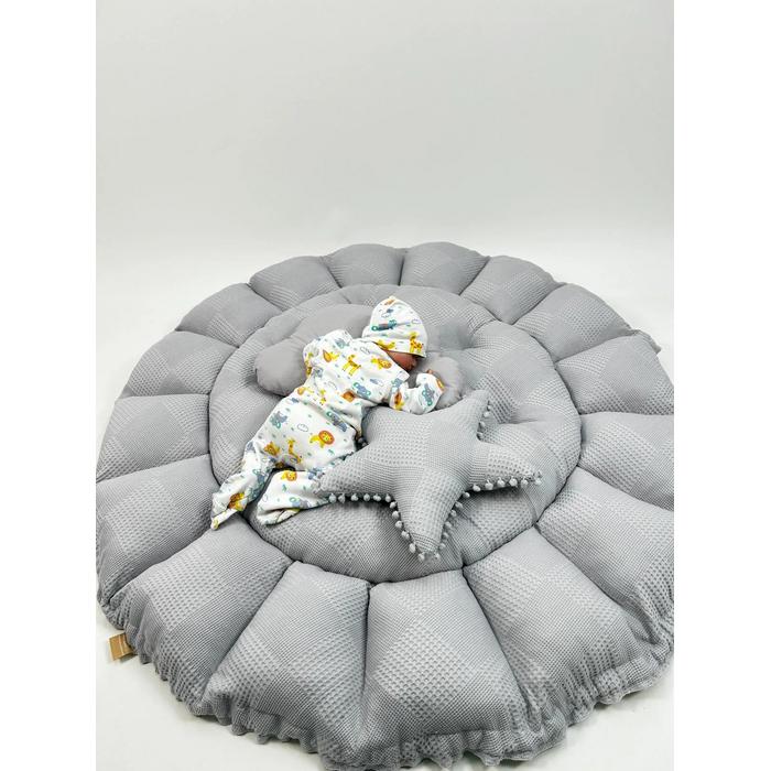 Yuvarlak babynest 9'lu set koyu gri waffle pike - koyu gri poplin