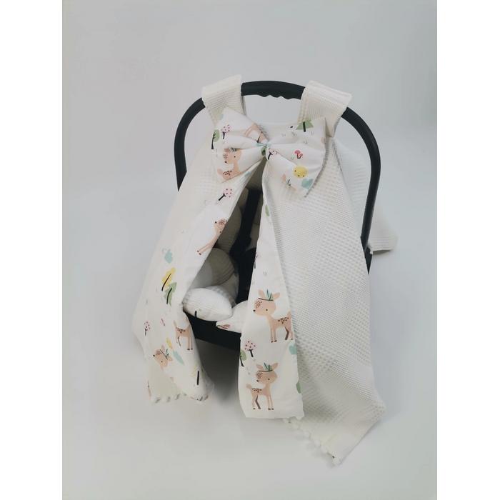 Yuvarlak babynest 9'lu set krem waffle pike - karacalı poplin