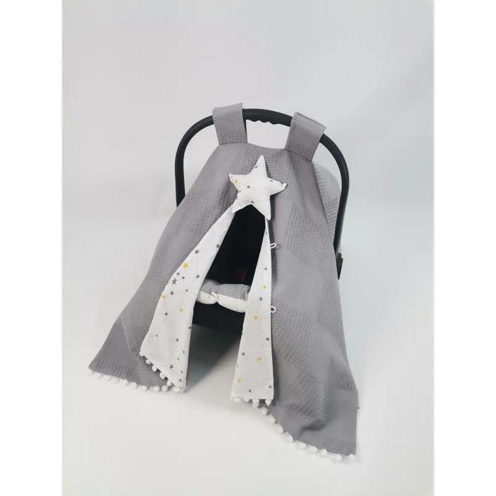 Yuvarlak babynest 9'lu set koyu gri waffle pike - gri samanyolu yıldızlı poplin