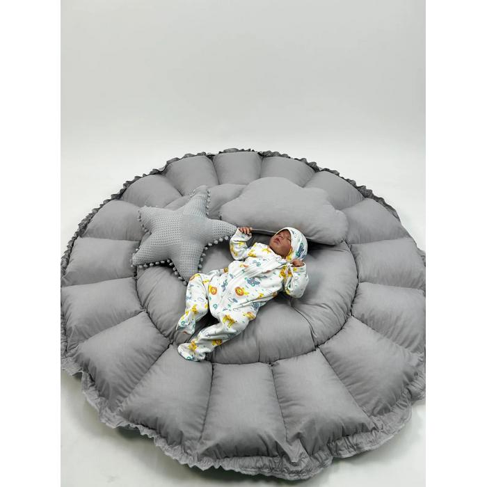 Yuvarlak babynest 9'lu set koyu gri waffle pike - koyu gri poplin