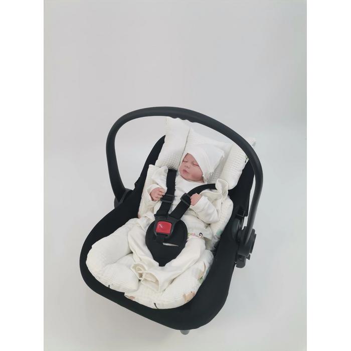 Yuvarlak babynest 9'lu set krem waffle pike - karacalı poplin