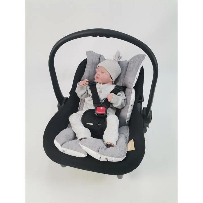 Yuvarlak babynest 9'lu set koyu gri waffle pike - gri samanyolu yıldızlı poplin