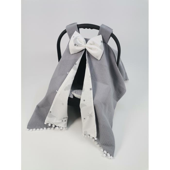 Yuvarlak babynest 9'lu set koyu gri waffle pike - gri aylı bulutlu poplin