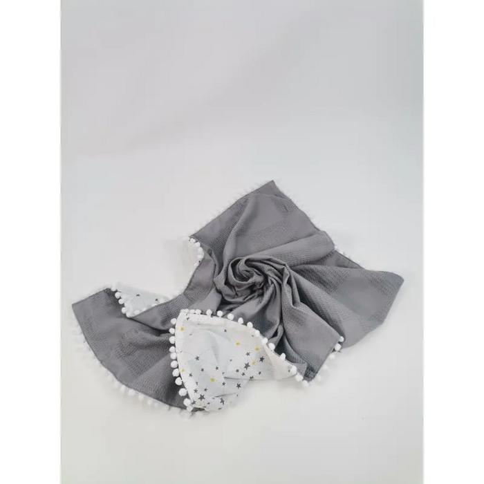 Yuvarlak babynest 9'lu set koyu gri waffle pike - gri samanyolu yıldızlı poplin