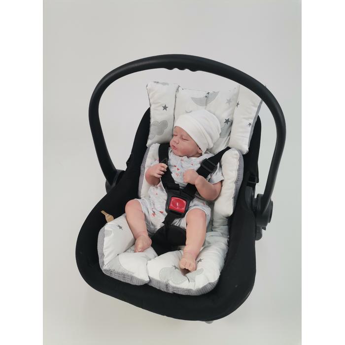 Yuvarlak babynest 9'lu set koyu gri waffle pike - gri aylı bulutlu poplin