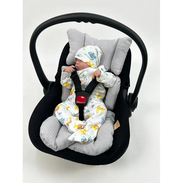 Yuvarlak babynest 9'lu set koyu gri waffle pike - koyu gri poplin