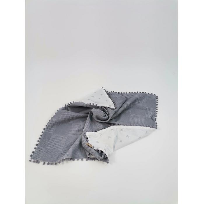 Yuvarlak babynest 9'lu set koyu gri waffle pike - gümüş mickeyli poplin