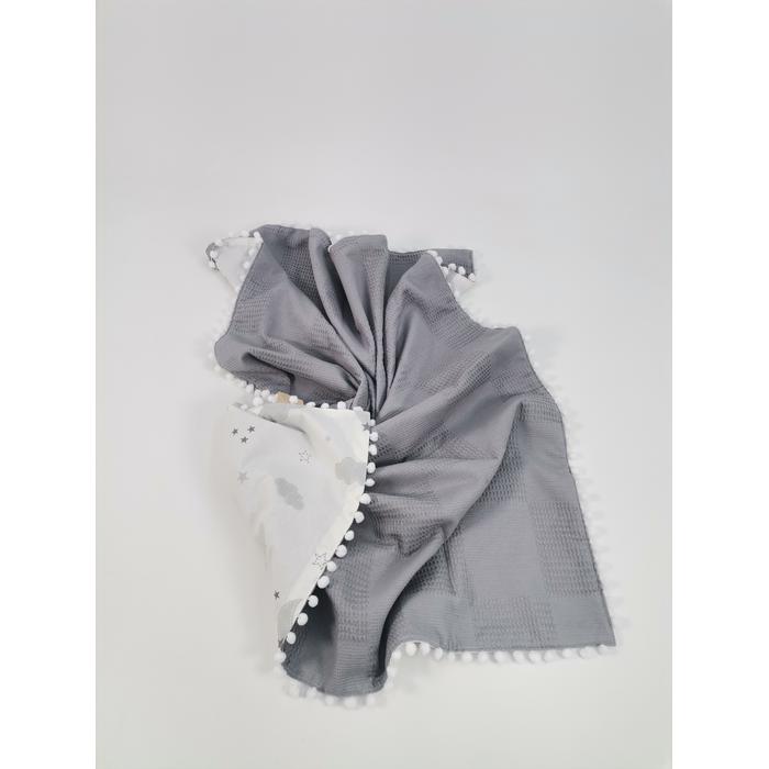 Yuvarlak babynest 9'lu set koyu gri waffle pike - gri aylı bulutlu poplin