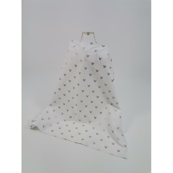 Yuvarlak babynest 9'lu set koyu gri waffle pike - gümüş mickeyli poplin