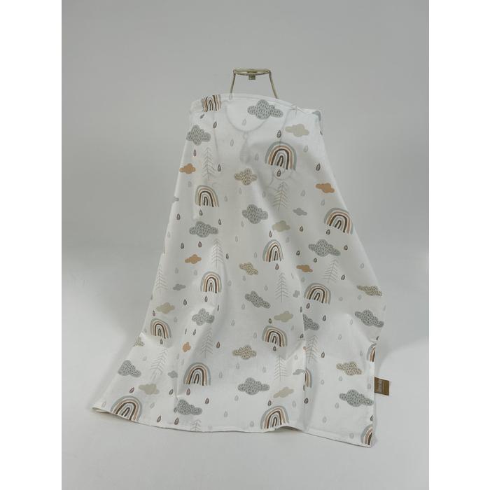 Yuvarlak babynest 9'lu set krem waffle pike - gökkuşaklı poplin