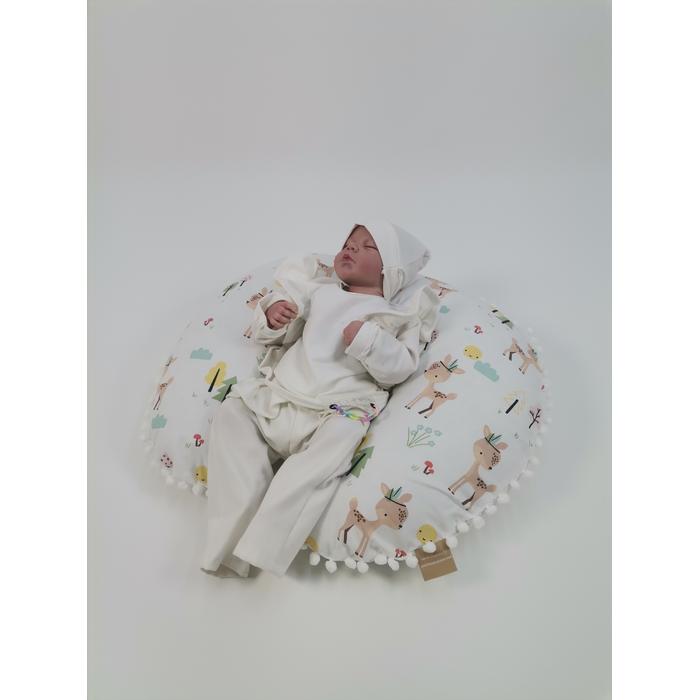 Yuvarlak babynest 9'lu set krem waffle pike - karacalı poplin