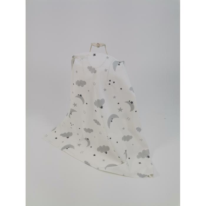 Yuvarlak babynest 9'lu set koyu gri waffle pike - gri aylı bulutlu poplin