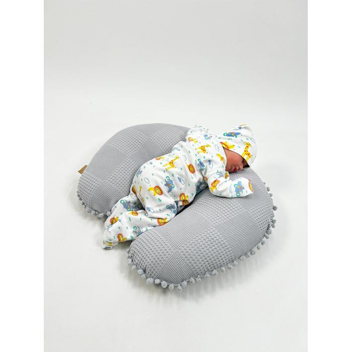 Yuvarlak babynest 9'lu set koyu gri waffle pike - koyu gri poplin