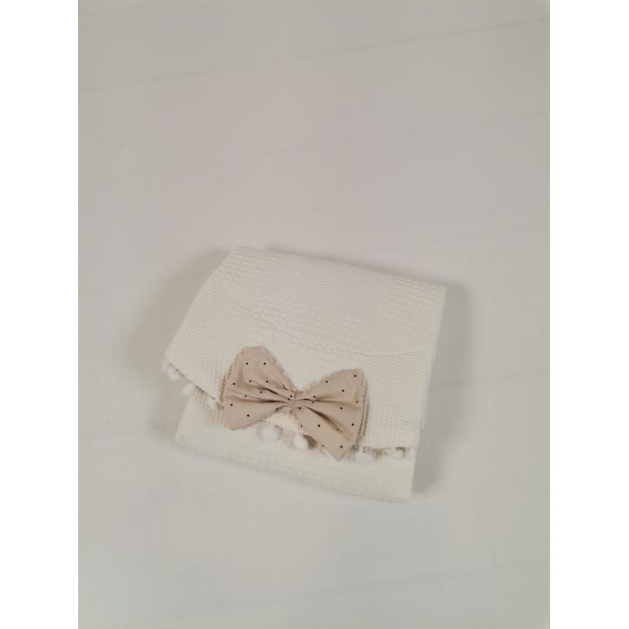 Yuvarlak babynest 9'lu set krem waffle pike - bej zemin üstü kahve rengi puantiyeli