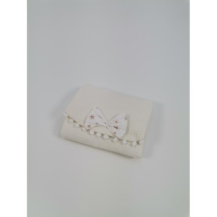 Yuvarlak babynest 9'lu set krem waffle pike - bej yıldızlı poplin