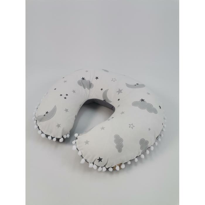 Yuvarlak babynest 9'lu set koyu gri waffle pike - gri aylı bulutlu poplin