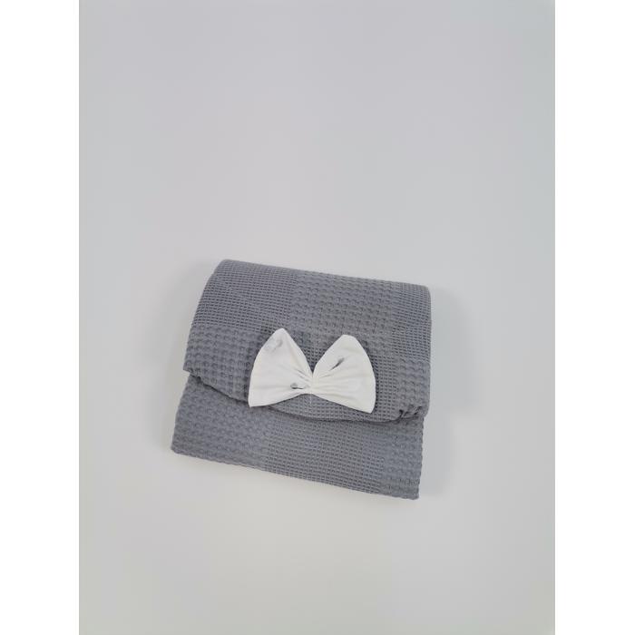 Yuvarlak babynest 9'lu set koyu gri waffle pike - gümüş mickeyli poplin