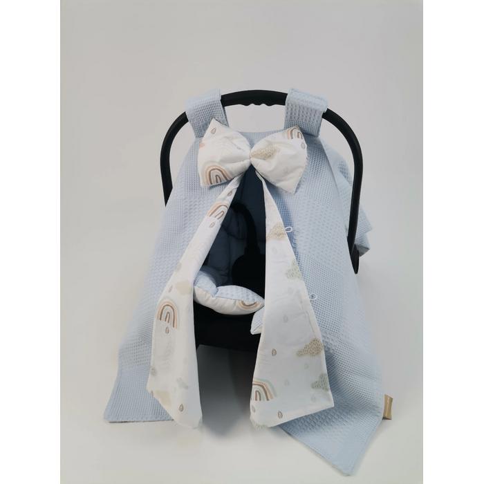 Yuvarlak babynest 9'lu set mavi waffle pike - gökkuşaklı poplin