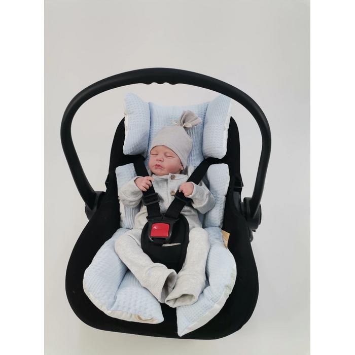 Yuvarlak babynest 9'lu set mavi waffle pike - gökkuşaklı poplin