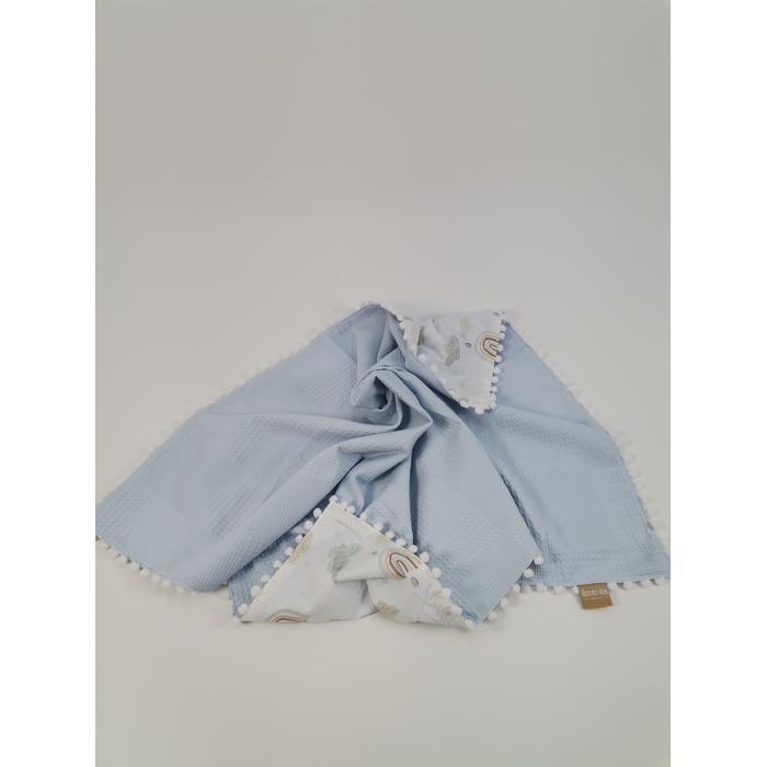 Yuvarlak babynest 9'lu set mavi waffle pike - gökkuşaklı poplin