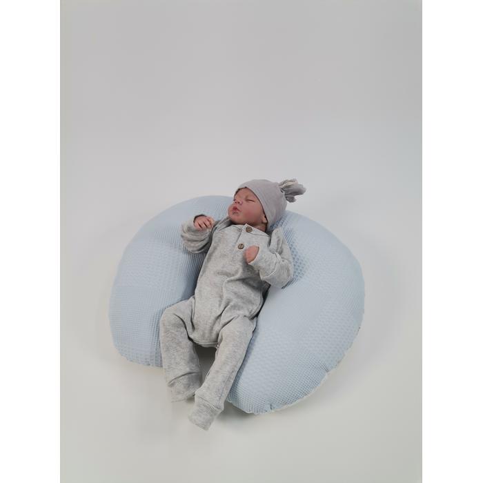 Yuvarlak babynest 9'lu set mavi waffle pike - gökkuşaklı poplin