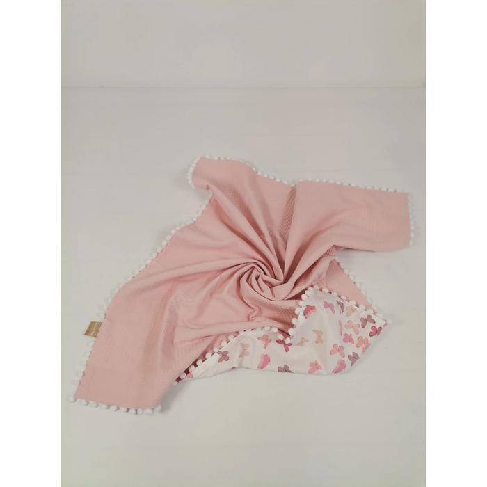 Yuvarlak babynest 9'lu set pudra pembe waffle pike - pudra kelebekli poplin