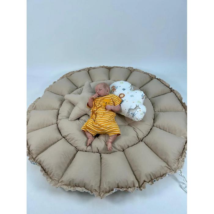 Yuvarlak babynest 9'lu set sevimli hayvanlar poplin - bej poplin