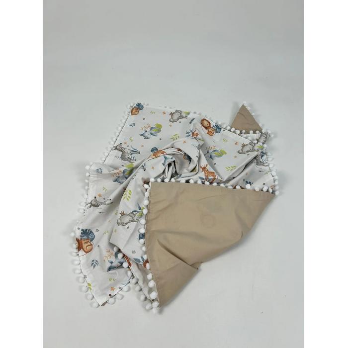 Yuvarlak babynest 9'lu set sevimli hayvanlar poplin - bej poplin