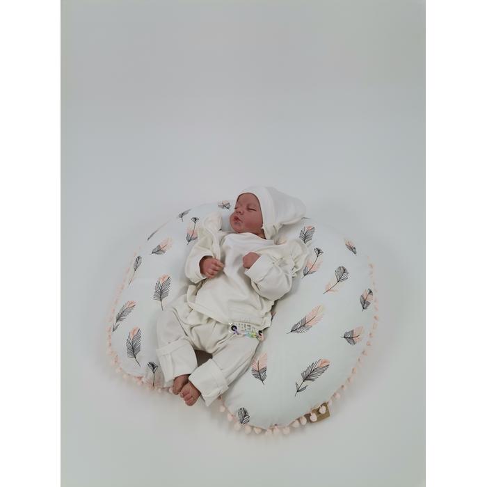 Yuvarlak babynest 9'lu set somon waffle pike - pembe tüylü poplin