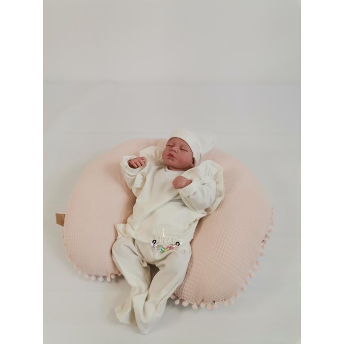 Yuvarlak babynest 9'lu set somon waffle pike - karacalı poplin