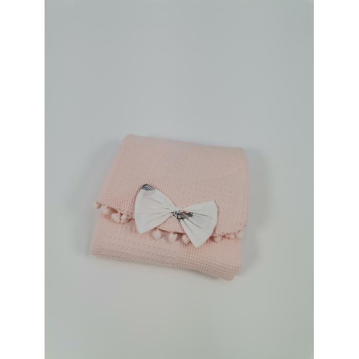 Yuvarlak babynest 9'lu set somon waffle pike - pembe tüylü poplin