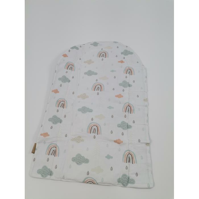 Yuvarlak babynest 9'lu set yeşil waffle pike - gökkuşaklı poplin