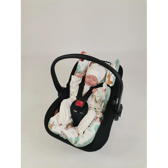 Yuvarlak babynest 9'lu set yeşil waffle pike - hayvan figürlü müslin