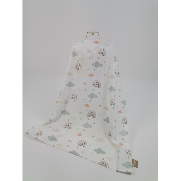 Yuvarlak babynest 9'lu set yeşil waffle pike - gökkuşaklı poplin