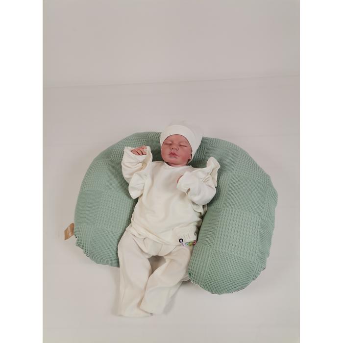 Yuvarlak babynest 9'lu set yeşil waffle pike - hayvan figürlü müslin