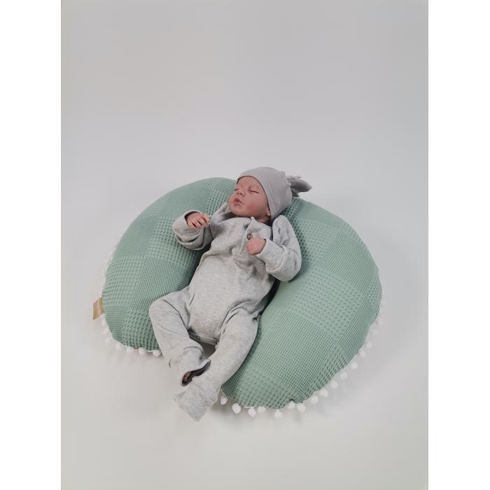 Yuvarlak babynest 9'lu set yeşil waffle pike - hayvan figürlü poplin