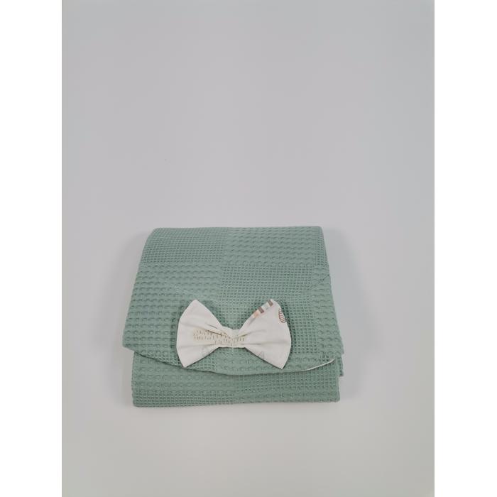 Yuvarlak babynest 9'lu set yeşil waffle pike - gökkuşaklı poplin