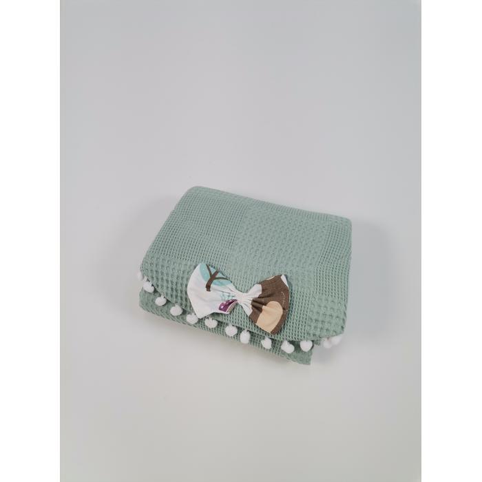 Yuvarlak babynest 9'lu set yeşil waffle pike - hayvan figürlü poplin